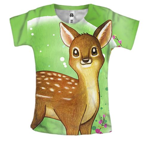 Жіноча 3D футболка з маленьким оленям