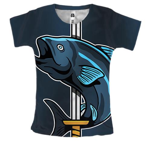 Жіноча 3D футболка з рибою і мечем