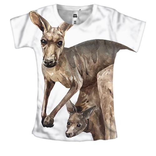 Женская 3D футболка с двумя кенгуру