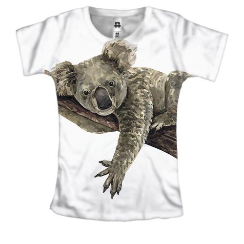 Женская 3D футболка с ленивой коалой