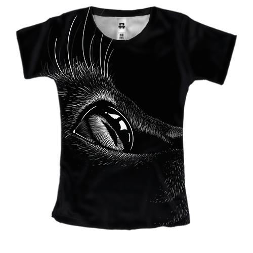 Жіноча 3D футболка з поглядом кота