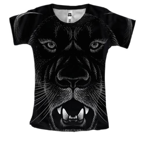 Жіноча 3D футболка з контурним гарчить тигром