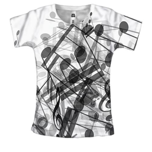 Жіноча 3D футболка з перемішані нотами