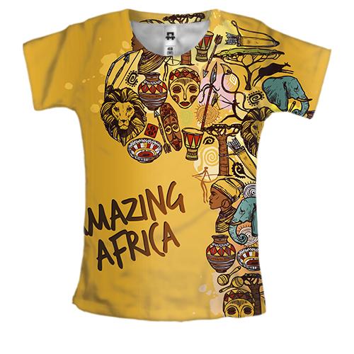 Женская 3D футболка Amazing africa