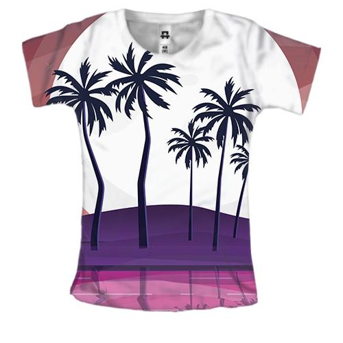 Жіноча 3D футболка з пальмами на березі