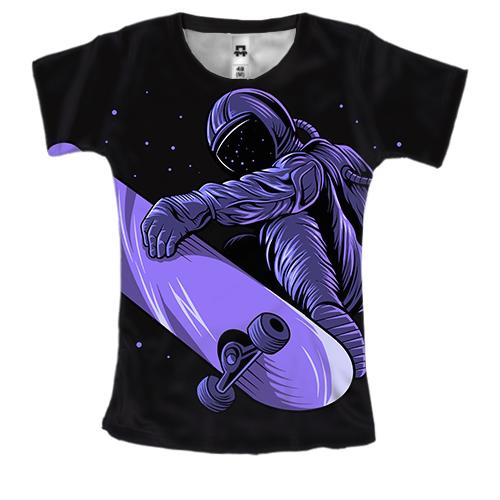 Женская 3D футболка с фиолетовым астронавтом