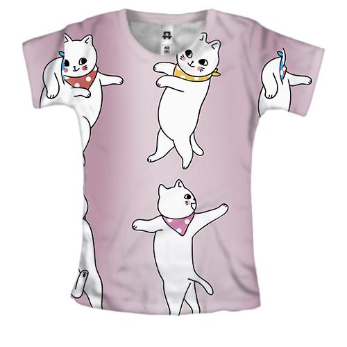 Женская 3D футболка с танцующими котами