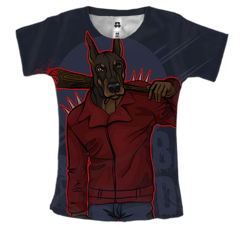 Женская 3D футболка Bad dog