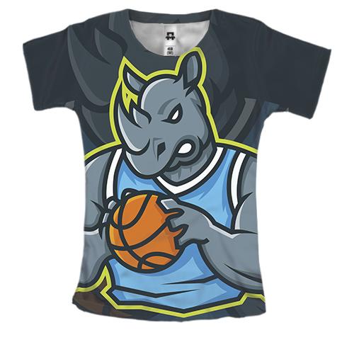 Жіноча 3D футболка Basketball носорог