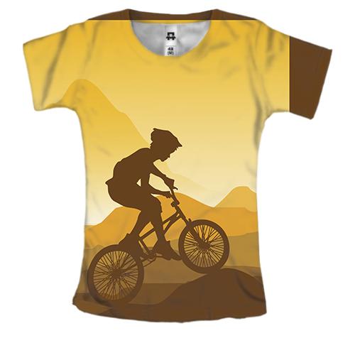 Жіноча 3D футболка з гірським велосипедистом