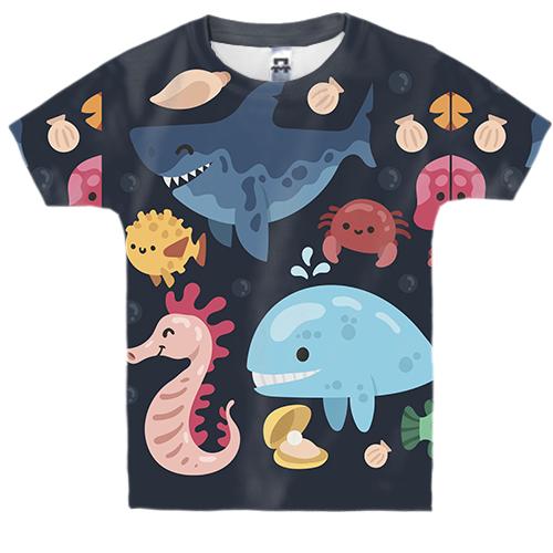 Детская 3D футболка с морскими существами