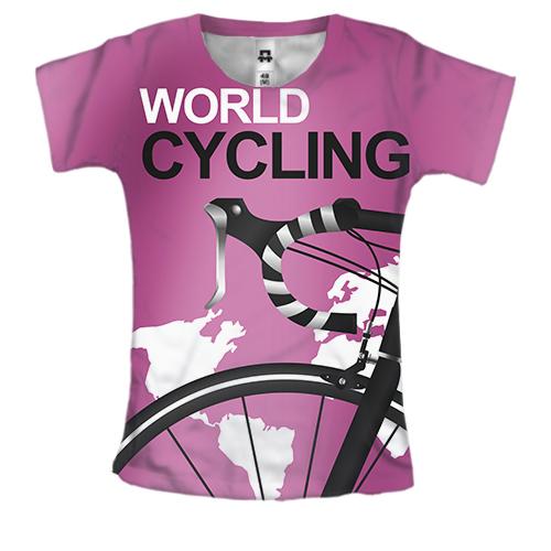 Женская 3D футболка с женским велосипедом