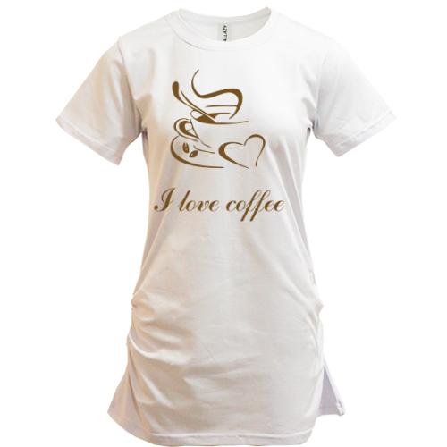 Подовжена футболка I love coffee