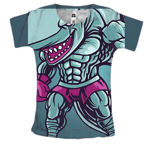 Женская 3D футболка с акулой боксером