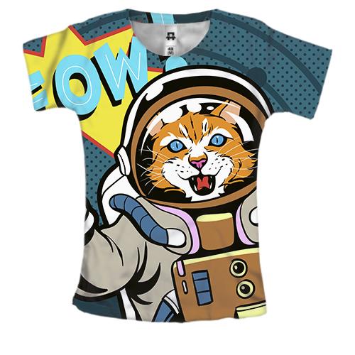 Жіноча 3D футболка з космічним котом