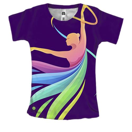 Женская 3D футболка с красочной балериной