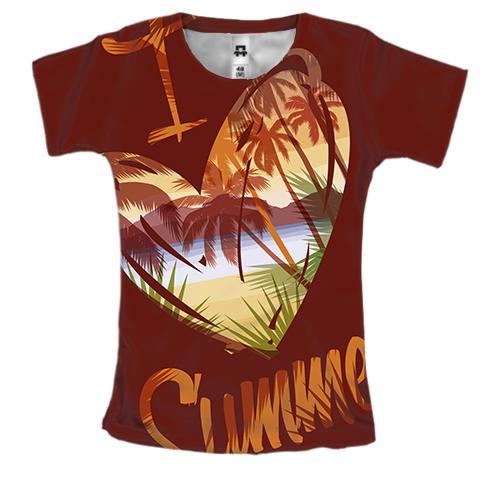 Женская 3D футболка i love summer