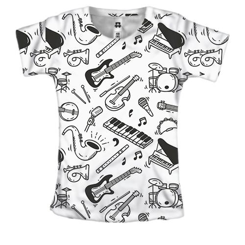Жіноча 3D футболка з маленькими музичними інструментами