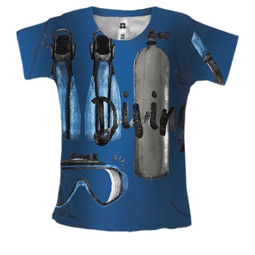 Женская 3D футболка Diving
