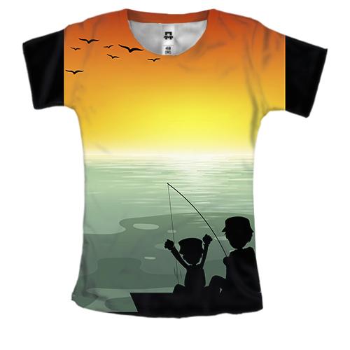 Жіноча 3D футболка з вечірньою рибалкою