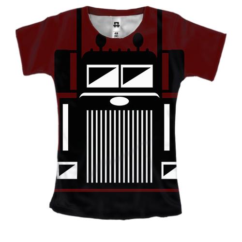 Женская 3D футболка с черной американской кабиной