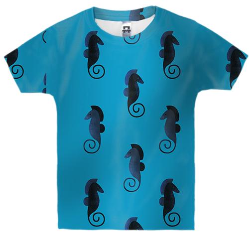 Дитяча 3D футболка с темным морским коньком