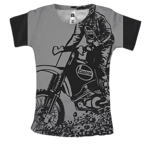 Жіноча 3D футболка з сірим мотоциклістом
