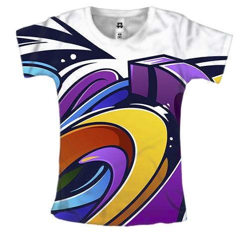 Жіноча 3D футболка з кольоровою абстракцією