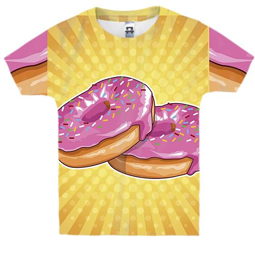 Дитяча 3D футболка з яскравими пончиками