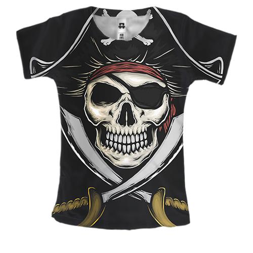 Жіноча 3D футболка з піратом і мечами