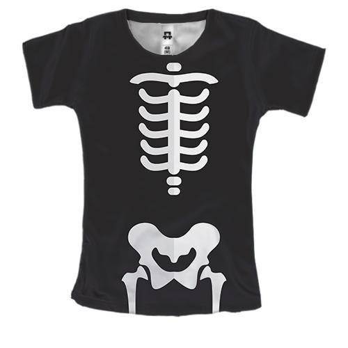 Жіноча 3D футболка з плоским скелетом