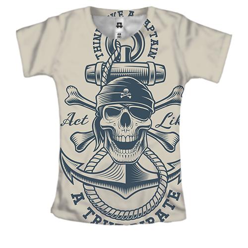 Жіноча 3D футболка з вінтажним піратом
