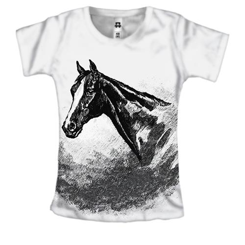 Жіноча 3D футболка з олівцевою конем