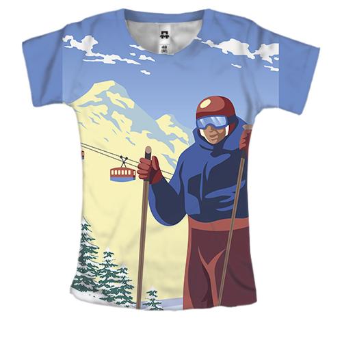 Жіноча 3D футболка з лижником