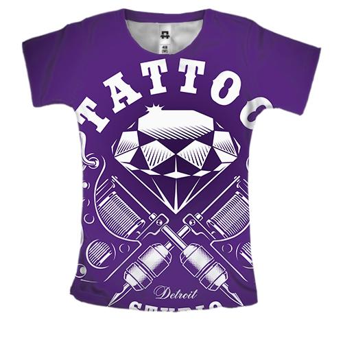 Жіноча 3D футболка black Tattoo studio