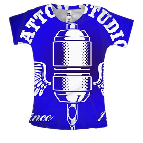 Жіноча 3D футболка blue Tattoo studio