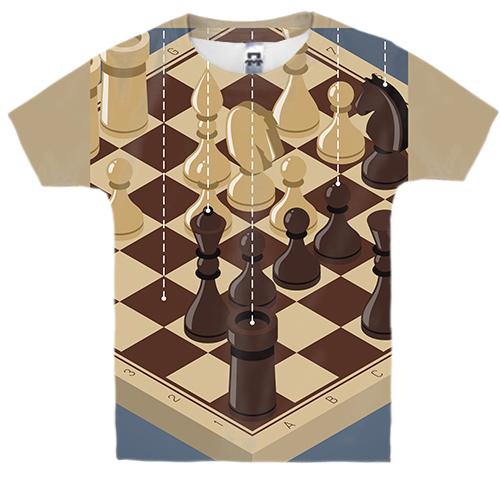 Детская 3D футболка с шахматами на доске