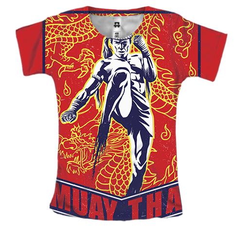 Жіноча 3D футболка з борцем Muay Thai (3)