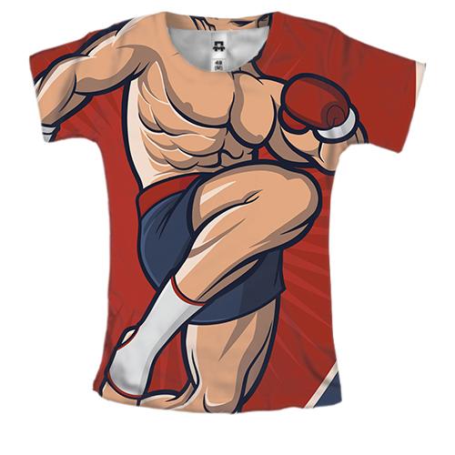 Женская 3D футболка с подготовленным борцом