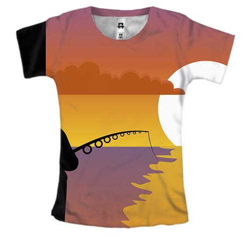 Жіноча 3D футболка з ранкового риболовлею