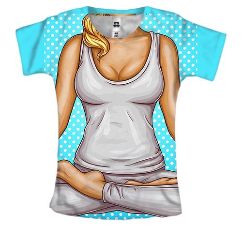 Жіноча 3D футболка з медитує дівчиною