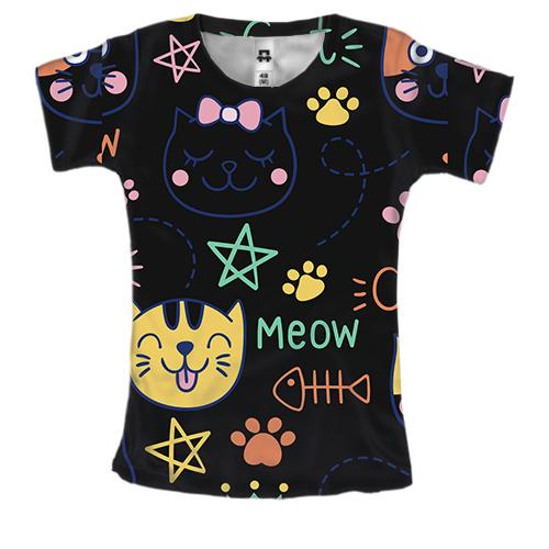 Жіноча 3D футболка Cat Meow