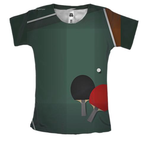 Жіноча 3D футболка с настольным теннисом и ракетками