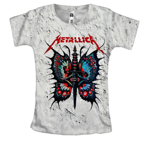 Женская 3D футболка Metallica с бабочкой