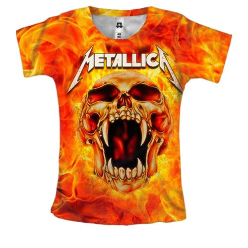 Жіноча 3D футболка Metallica (вогняний череп)