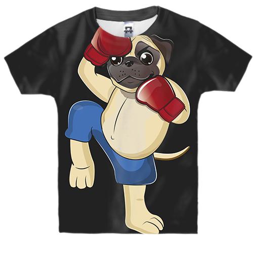Детская 3D футболка с мопсом боксером