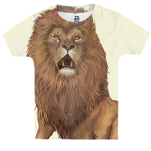 Детская 3D футболка со злым львом и гривой