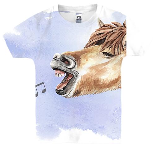 Детская 3D футболка с поющей лошадью