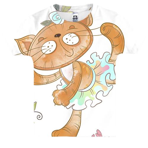 Детская 3D футболка с кошкой в юбке