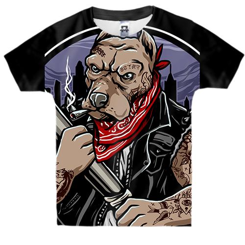 Детская 3D футболка с собакой бандитом